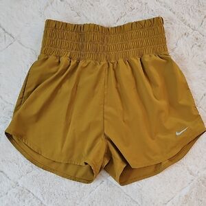 Nike DRI FIT Women's Golden Yellow Athletic High Waist Shorts Medium